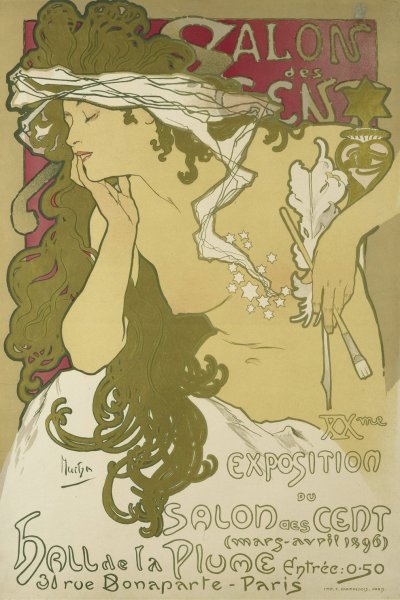 Salon des Cent, XXme Exposition du Salon des Cent  by Alphonse Mucha - Hand-Painted Oil Painting Reproduction