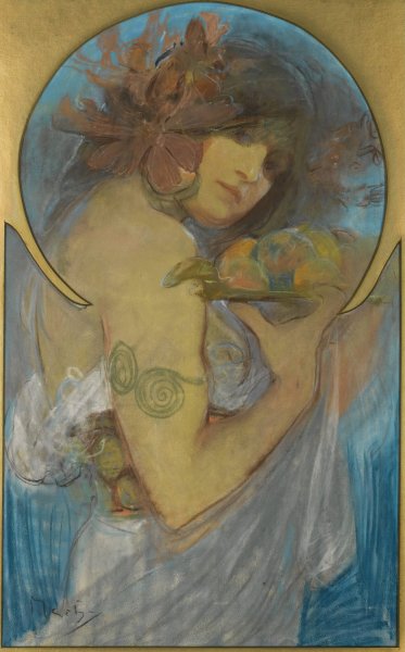 Main Product Photo of Study For a Poster; Fruit Painting by Alphonse Mucha