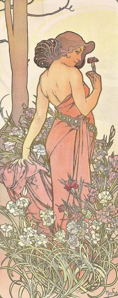 The Carnation by Alphonse Mucha Oil Painting