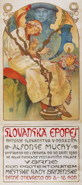 The Slav Epic 1930 exhibition poster  by Alphonse Mucha - Hand-Painted Oil Painting Reproduction