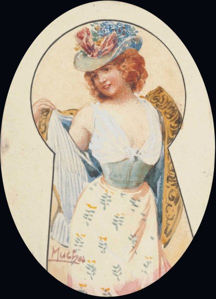 Main Product Photo of Through the keyhole Painting by Alphonse Mucha