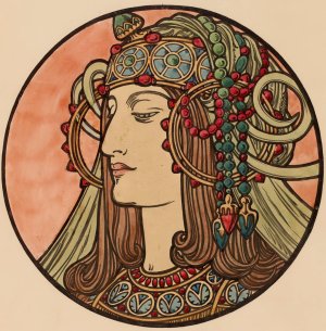 Vitrail pour la facade de la boutique Fouquet by Alphonse Mucha Oil Painting