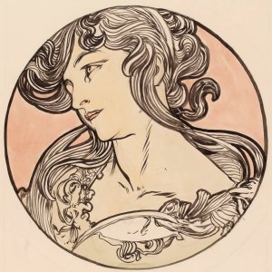 Vitrail pour la facade de la boutique Fouquet by Alphonse Mucha Oil Painting