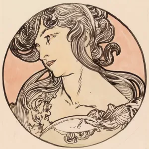 Vitrail pour la facade de la boutique Fouquet by Alphonse Mucha Oil Painting