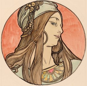 Vitrail pour la facade de la boutique Fouquet by Alphonse Mucha Oil Painting