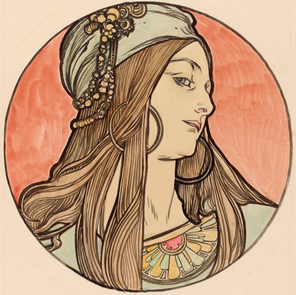 Vitrail pour la facade de la boutique Fouquet by Alphonse Mucha - Hand-Painted Oil Painting Reproduction