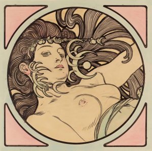 Vitrail pour la facade de la boutique Fouquet by Alphonse Mucha Oil Painting