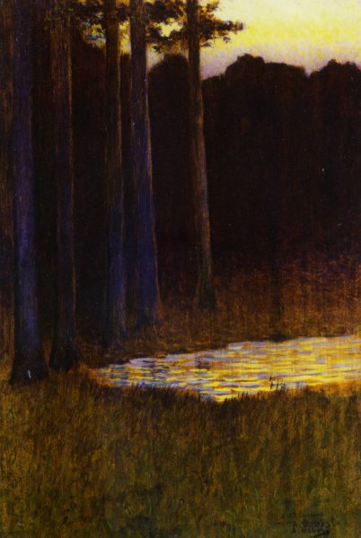 La Foret Le Soir by Alphonse Osbert - Hand-Painted Oil Painting Reproduction
