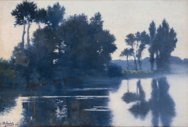 La tombee du soir sur l'Oise  by Alphonse Osbert - Hand-Painted Oil Painting Reproduction