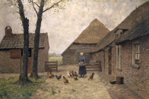 Dutch Farm by Alphonse Stengelin Oil Painting