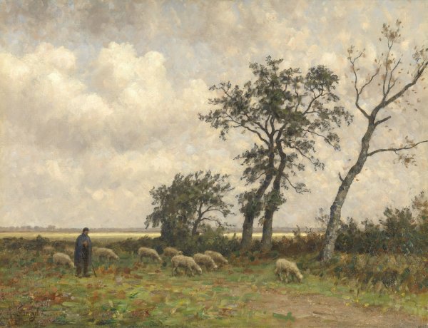 Landscape in Drenthe  by Alphonse Stengelin - Hand-Painted Oil Painting Reproduction
