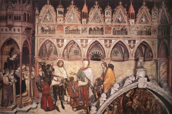 Virgin Being Worshipped by Members of the Cavalli Family by Altichiero Da Zevio - Hand-Painted Oil Painting Reproduction
