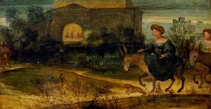 The Journey of Saint Helen to Jerusalem in Search of the True Cross Oil painting by Altobello Melone
