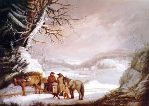 A Meeting by a River by Alvan Fisher Oil Painting