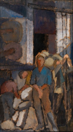 At the Factory by Alvar Cawen Oil Painting