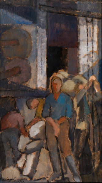 Main Product Photo of At the Factory  Painting by Alvar Cawen