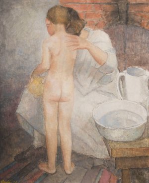 The Boy Is Washed by Alvar Cawen Oil Painting