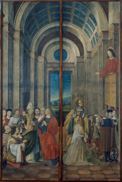 Mary Magdalene, Martha, Lazarus and Maximinus Worshipped by the Prince and Princess of Provence and Mary Magdalene Listening to Christ's Sermon  by Alvise Donati - Hand-Painted Oil Painting Reproduction