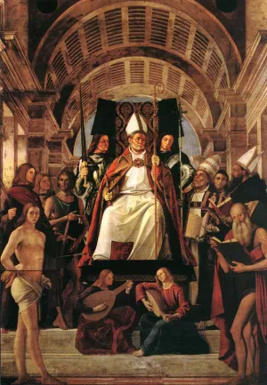 Altarpiece of St Ambrose by Alvise Vivarini - Oil Painting Reproduction