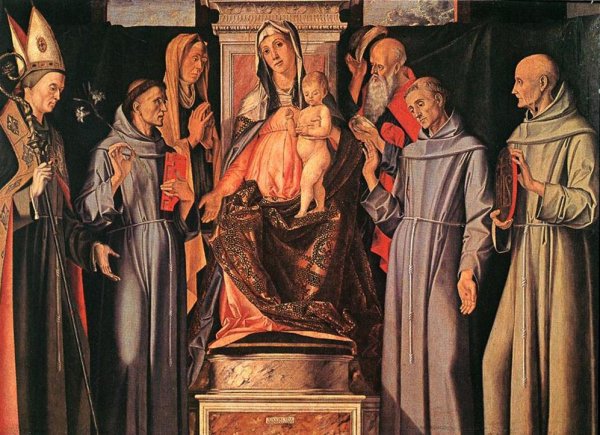 Holy Family Sacra Conversazione by Alvise Vivarini - Hand-Painted Oil Painting Reproduction