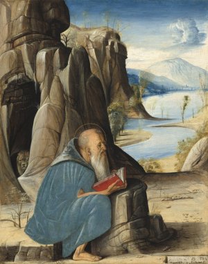 Saint Jerome Reading by Alvise Vivarini Oil Painting