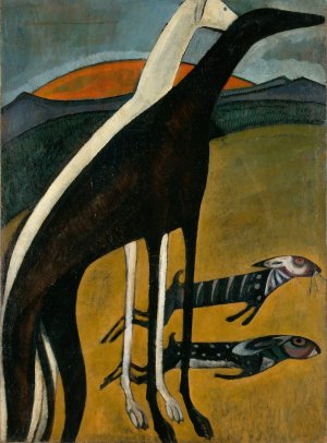 Greyhounds by Amadeo De Souza-Cardoso Oil Painting