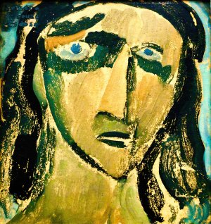 Madwoman Witch -Head by Amadeo De Souza-Cardoso Oil Painting