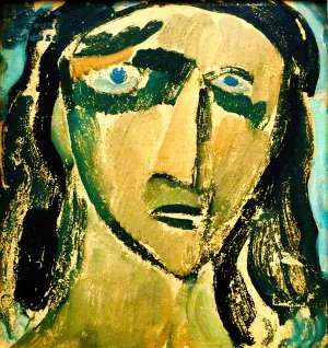 Madwoman Witch -Head by Amadeo De Souza-Cardoso Oil Painting
