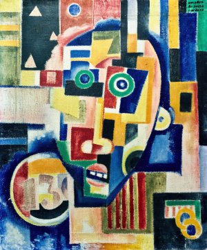 Promontory Head Indigo Seas of Ossian Rose Orange by Amadeo De Souza-Cardoso Oil Painting