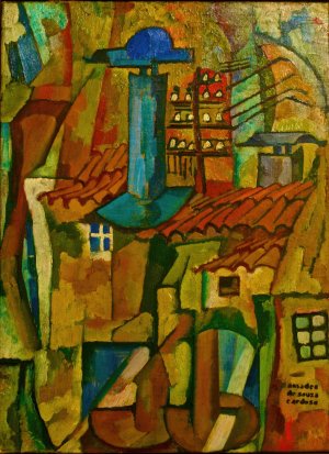 Windmills Telegraph Wire by Amadeo De Souza-Cardoso Oil Painting