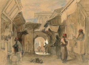 A Bazaar in Constantinople by Amadeo Preziosi Oil Painting
