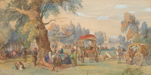 A Party At The Sweet Waters Of The Bosphorus, Constantinople by Amadeo Preziosi Oil Painting
