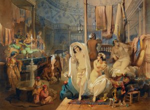 In The Hammam by Amadeo Preziosi Oil Painting