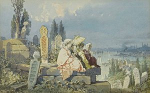Italian Ladies At Eyup by Amadeo Preziosi Oil Painting