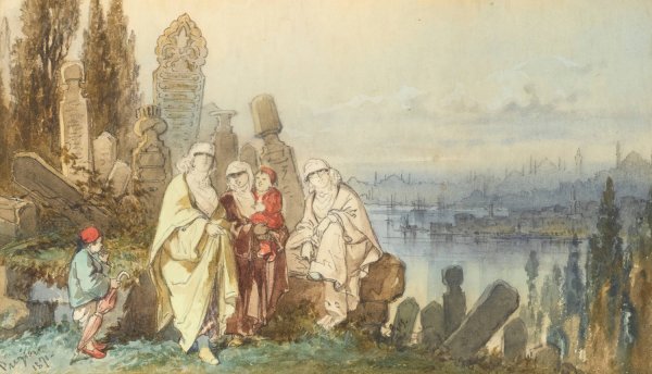 On The Shores Of The Golden Horn  by Amadeo Preziosi - Hand-Painted Oil Painting Reproduction