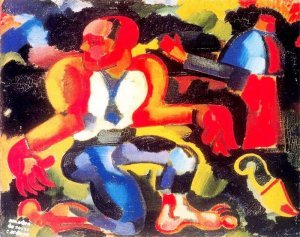 Crime Blue Abyss, Physical Remorse by Amadeu De Sousa Cardoso Oil Painting
