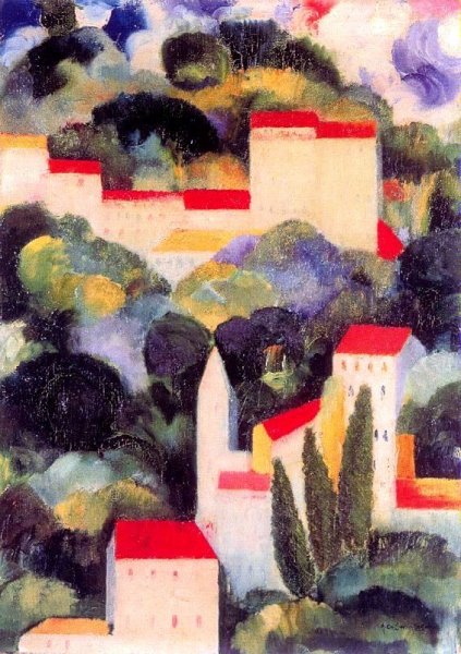 Landscape by Amadeu De Sousa Cardoso - Hand-Painted Oil Painting Reproduction