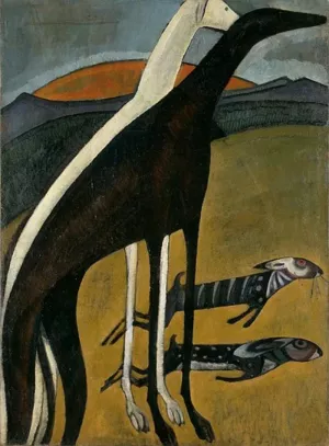 Os Galgos painting by Amadeu De Sousa Cardoso