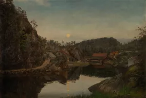Aften. Mindalen, Risor Oil painting by Amaldus Nielsen