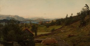 Aften, Stord by Amaldus Nielsen Oil Painting