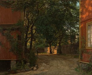 Aftenavisen kommer, Majorstuveien 8 by Amaldus Nielsen Oil Painting