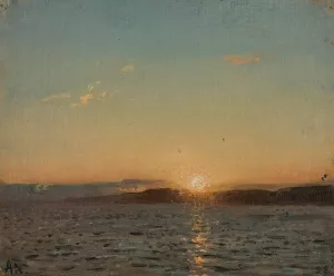 Aftensol, Hvaler by Amaldus Nielsen Oil Painting