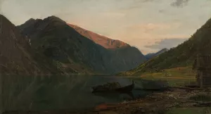 Aftenstemning, Fjaerland Oil painting by Amaldus Nielsen