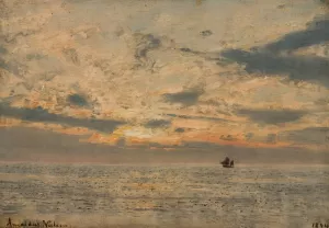 Aftenstemning by Amaldus Nielsen Oil Painting