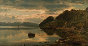 Aftenstemning. Skogsfjord, Mandal by Amaldus Nielsen Oil Painting
