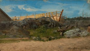 Batbyggeri, Lillesand Oil painting by Amaldus Nielsen