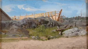 Batbyggeri, Lillesand Oil painting by Amaldus Nielsen