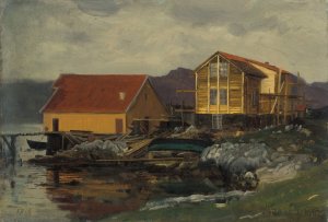 Etter osregn by Amaldus Nielsen Oil Painting