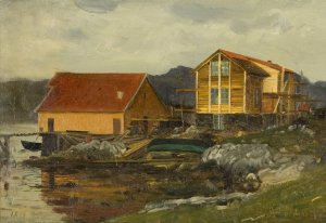 Etter osregn by Amaldus Nielsen Oil Painting