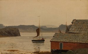 Fjordstudie by Amaldus Nielsen Oil Painting